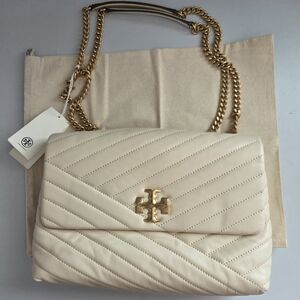 Tory Burch Kira Cream Shoulder Bag with Gold Accents